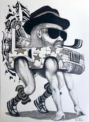 ALAIN DONATE SURREAL CUBAN ART Painting ORIGINAL SKETCH INK/CARDBOARD 12″X 16″