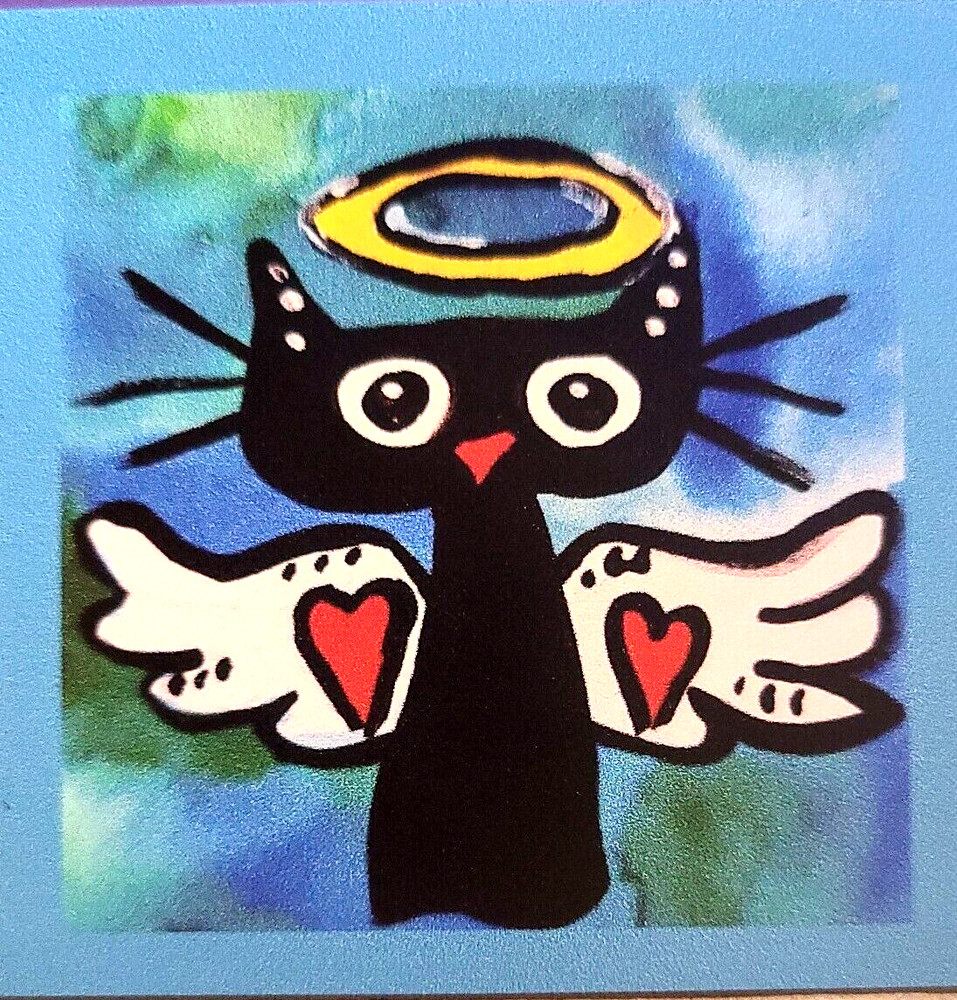 „NEW“ NOT ACEO ANGEL CAT “ 2.5X2.5 ART MAGNET 2000-now