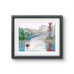 Landscape Water Feature Abstract Expressionist Original Painting Canvas 11×14