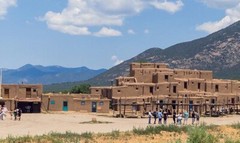 AMERICAN WEST Framed Oil ~ TAOS PUEBLO VIEW ~ c.1950s Signed LISTED ARTIST