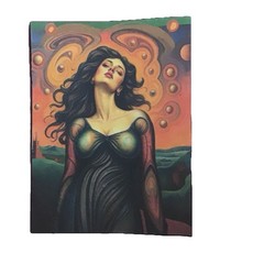ACEO Original Art Print “Woman Dreaming” Signed Mini Trading Card 2.5×3.5”