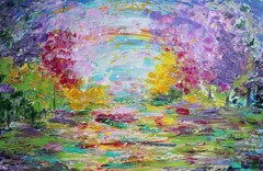 Original Painting 36×24 Colorful Landscape Canvas Art Spring Awakening