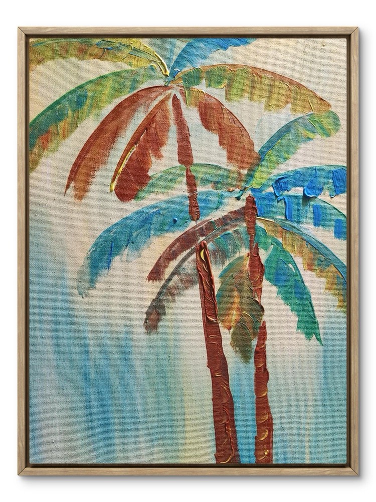 Abstract Colorful palm Trees Original Wall Art 14X11 Canvas Acrylic