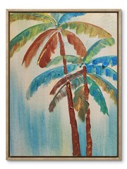 Abstract Colorful palm Trees Original Wall Art 14X11 Canvas Acrylic