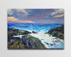 Storm seascape Original oil painting IMPRESSIONISM Oil on panel by A Onipchenko