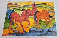 Watercolour Painting on Cardboard – Horses – Size 100cmx70cm by KÜHHIRT 2012 – No Frame