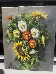 V. van Vulpen Original Oil Painting Sunflowers Floral Still Life Signed