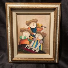 J. Roybal Original Oil Painting Framed Canvas Joyce Roybal Musical Trio 8 X 10