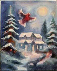 Christmas Decor, Original Painting oil,8×10 inch,Christmas Wall Decor, Home Gift