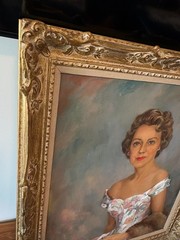 Sascha Lautman Vintage Oil Portrait Painting Socialite Woman Gilt Wood Frame