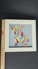 Ritter French Bulldog Pop Art Canvas Painting Framed 10×10 in Colorful Wall Art