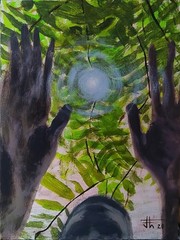 JOHN ART STUDIO Magic Hands 14×11 Original Expressionism Art Collectable 0031