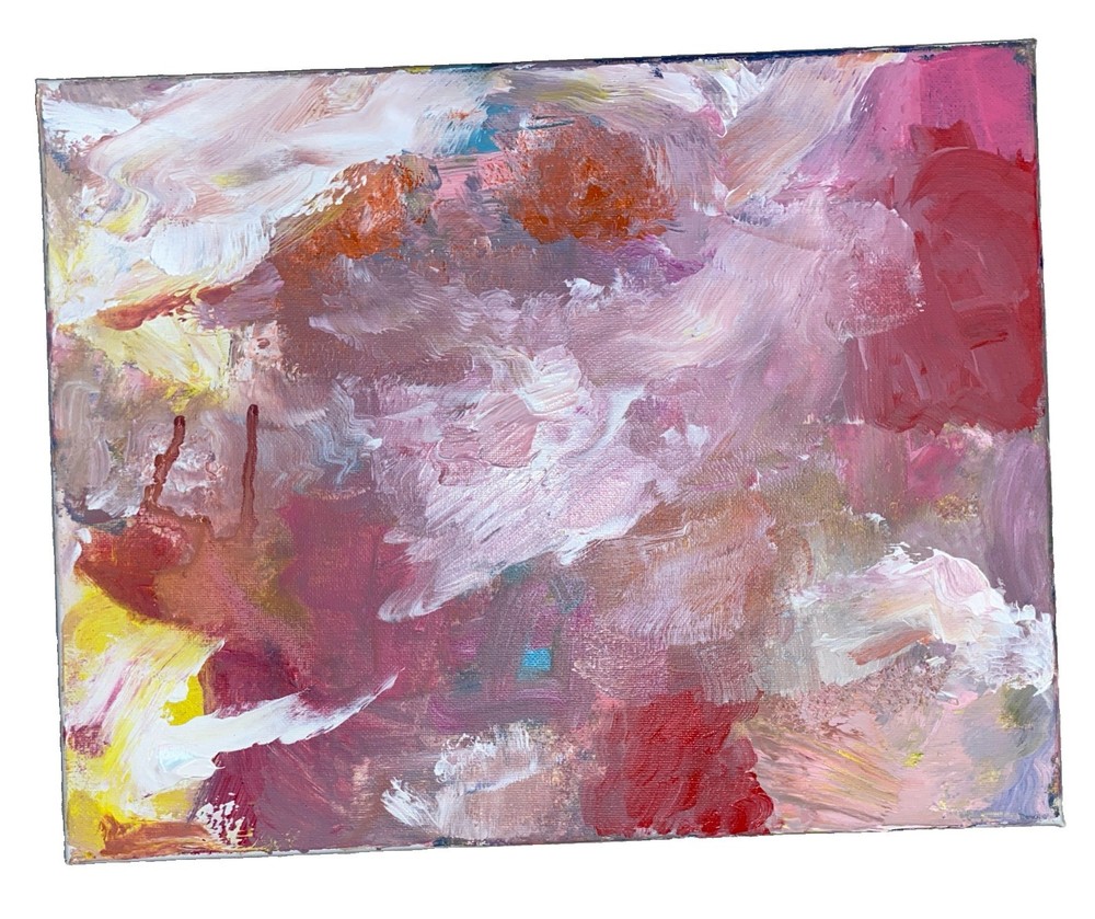 Abstract Waltz, 9×12”, Acrylic/Canvas, Handmade,Signed, COA
