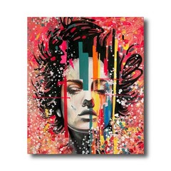 ORIGINAL Acrylic Picture Painting XXL Red Woman Abstract Painting Art Modern Portrait