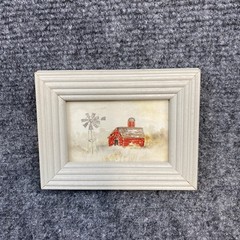 Vtg Miniature Watercolor Painting Barn Windmill Minnesota Sharon Boudin 3″x2″