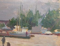 Oil painting River Ukrainian painter Unframed Decor original landscape art