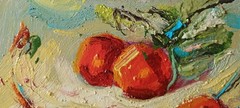 Cherries Impasto Painting Original Art Impression Oil Painting 6 x 6 in