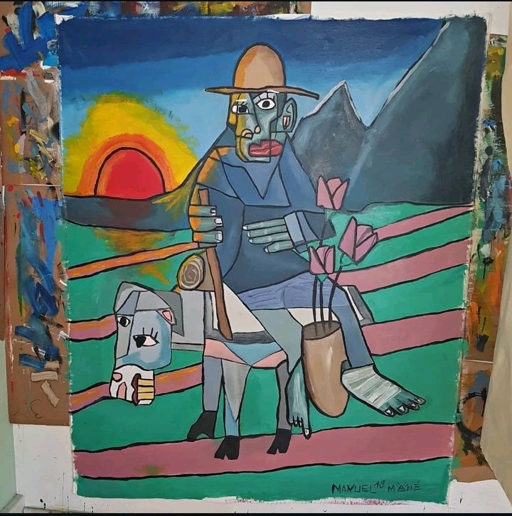 Painting Manuel Mané | „Farmer“ | XXL Original Unique 1/1 | Signed | 140x160cm