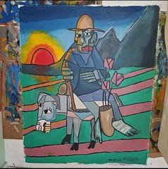 Painting Manuel Mané | „Farmer“ | XXL Original Unique 1/1 | Signed | 140x160cm