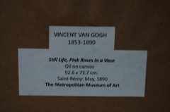 FRAMED VINCENT VAN GOGH VTG 1960’S COLOR PRINT OF „PINK ROSES IN A VASE (1890)“