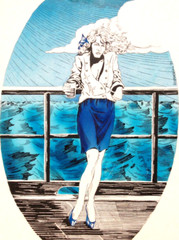 1989 ORIGINAL PAINTING signed GUSTAFSON FASHION ILLUSTRATION COMMERCIAL ART