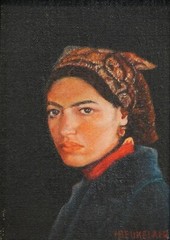 Oil Portrait – Canvas Panel – 1980 – Russian maiden- Artist: Harry Beukelaer