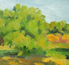 Summer Landscape Oil Painting, Impressionist Field and Trees, Original Artwork