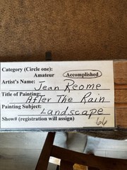 1966 Oil on Canvas Painting „After The Rain“ Signed Framed 18x 15 Boy Dog Moody