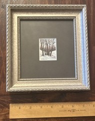Vtg Original Mini Winter Woodland Watercolor 2” Signed: L. Sternard 7.5” Frame