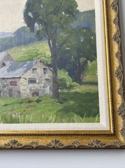 ANTIQUE LANDSCAPE PAINTING AMERICAN WPA ERA California Pennsylvania Ben Marcune