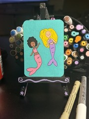 ACEO Original Acrylic Painting Art Card Hand Painted By Sillylilshop Mermaid