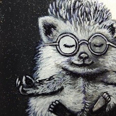 Original Acrylic Painting Funny Hedgehog Yoga Meditation Small Hand Painted Art