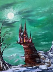 Halloween Painting, Original painting oil, 18×24 inches , Wall Art Decor, Horror