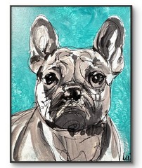 Original Abstract Expressionism 8×10 Frenchie Dog Handmade Signed Fine Art 107