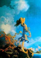 ACEO Art Card Young Woman Expressing Ecstasy Painted By Maxfield Parrish