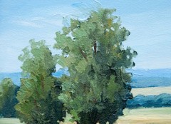 Original Oil Painting Summer Countryside Landscape Trees, Field, Nature Wall Art