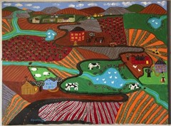 JANET BRATTON VINTAGE MODERN FOLK ART LANDSCAPE IMPRESSIONIST OIL PAINTING 1981