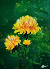 ACEO Original Hand Painting Vintage Floral Art Wild Flowers Signed ATC