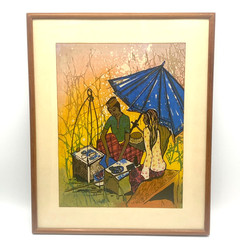 Batik Artwork Framed Asia Art N6622262, Unsigned, 10 1/2″x8″, Wood Frame 14″x10″