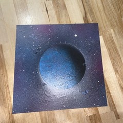 One Of The Kind Spray, Paint, Art, Blue Planet With Galaxy And Stars ￼