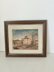 Marija Kalajzic Signed Enamel on Copper Framed Miniature Landscape Artwork