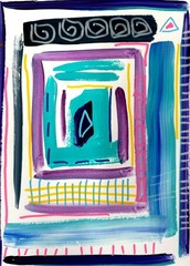 Abstract Geometric 9″x12″ Original Acrylic Paper Expressionism Home Decor Art