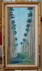 FRAMED ORIGINAL OIL GUARDARRAYA DE PALMA REALES CUBAN COUNTRY ARTIST HECTO VIDAL
