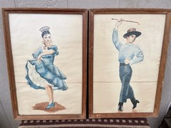 Antique Watercolors Spanish Dancers Two Watercolor Paintings Flamenco Gustafson?