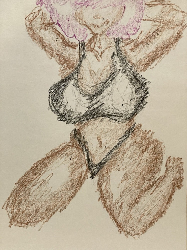 Unique French Model Artwork Original Art Painting On Paper