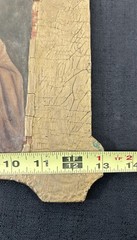 Antique Sacred Heart of Jesus Painting on Paper/Canvas Laid on Wood Gilt Frame