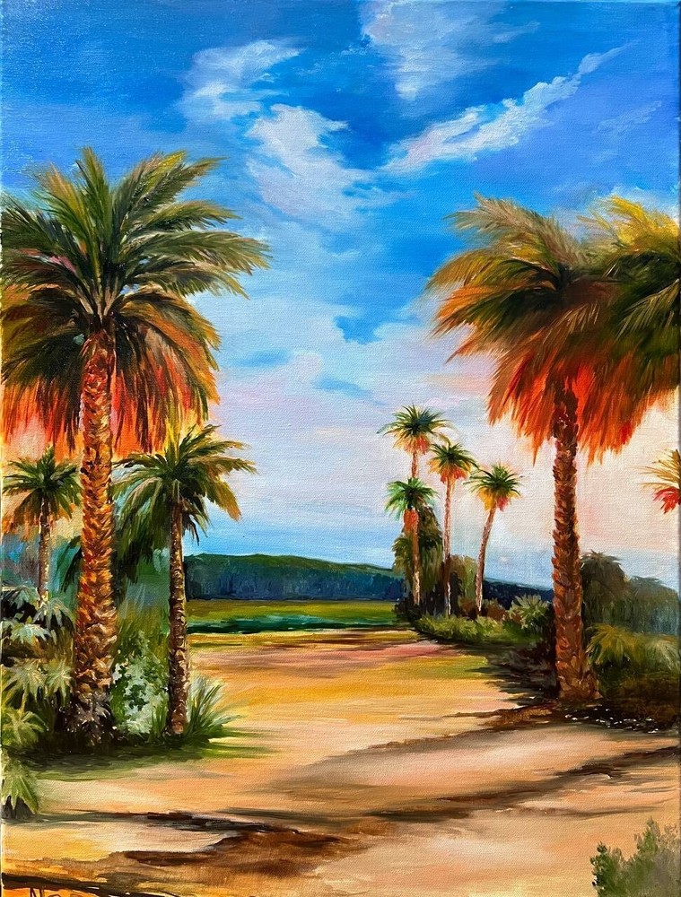Original painting,18×24 in, Palm Tree Painting, Original Sunny Tropical Wall Art