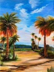 Original painting,18×24 in, Palm Tree Painting, Original Sunny Tropical Wall Art