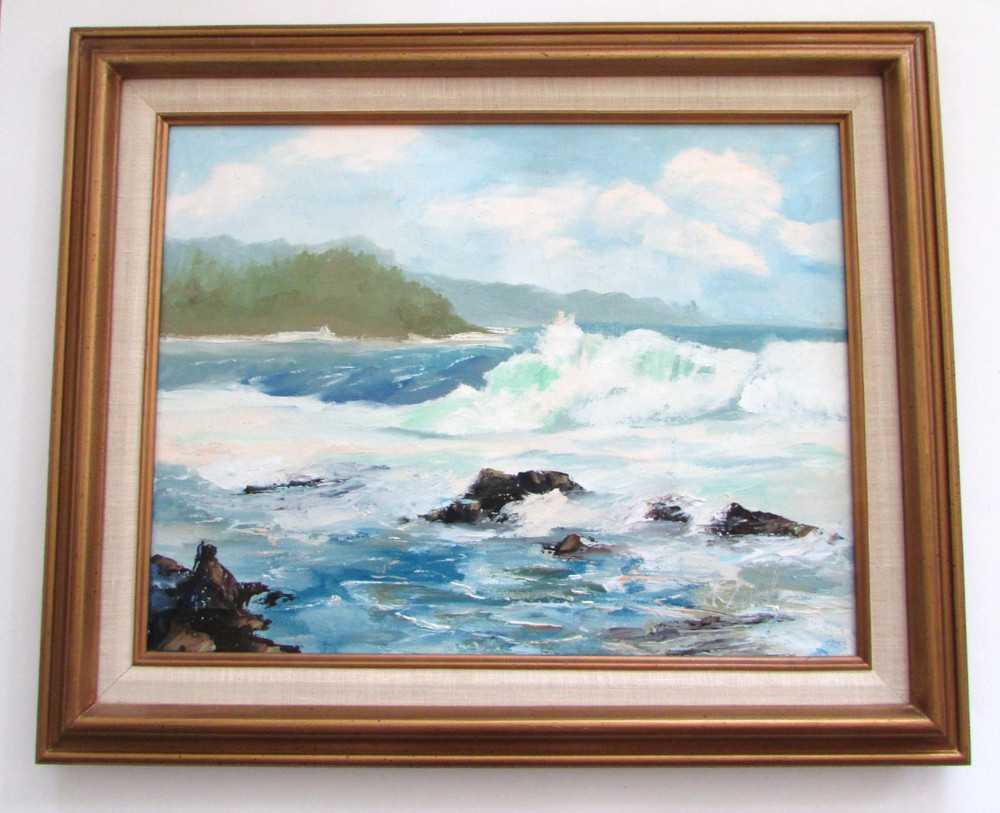 Todd Scholz Hawaiian Ocean Landscape/Seascape Kauai Hanamaulu Bay Oil Painting
