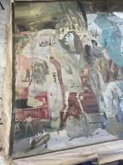 HARVEY PARKS ORIGINAL SIGNED PAINTING ABSTRACT MID-CENTURY 72×72 FOR RESTORATION